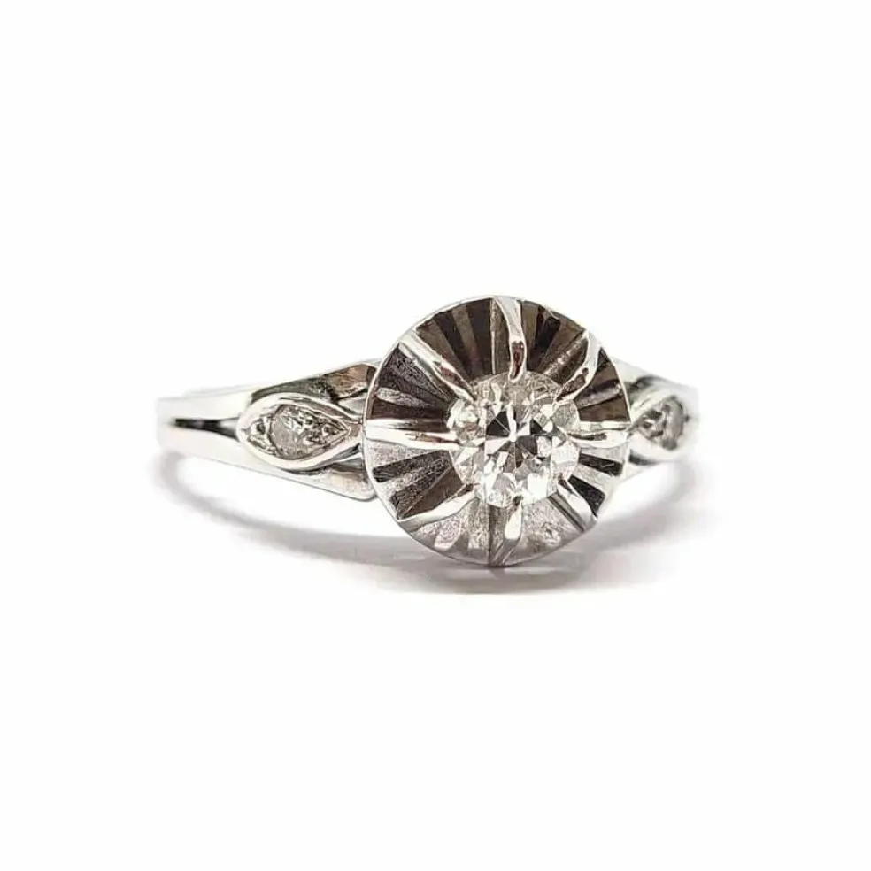 Bague vintage diamants or blanc