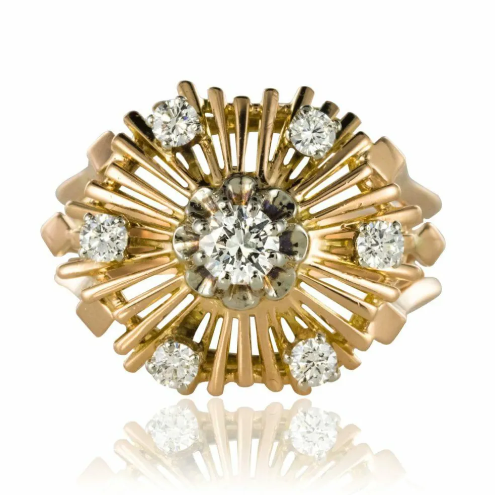 Bague vintage diamants rayonnante