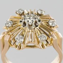 Bague vintage diamants rayonnante