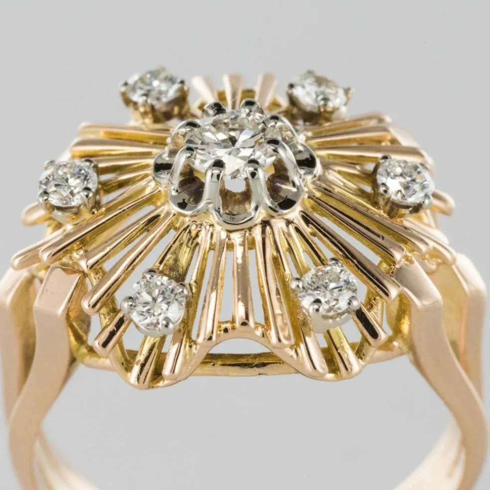 Bague vintage diamants rayonnante