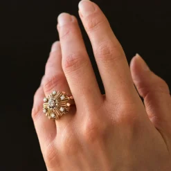 Bague vintage diamants rayonnante