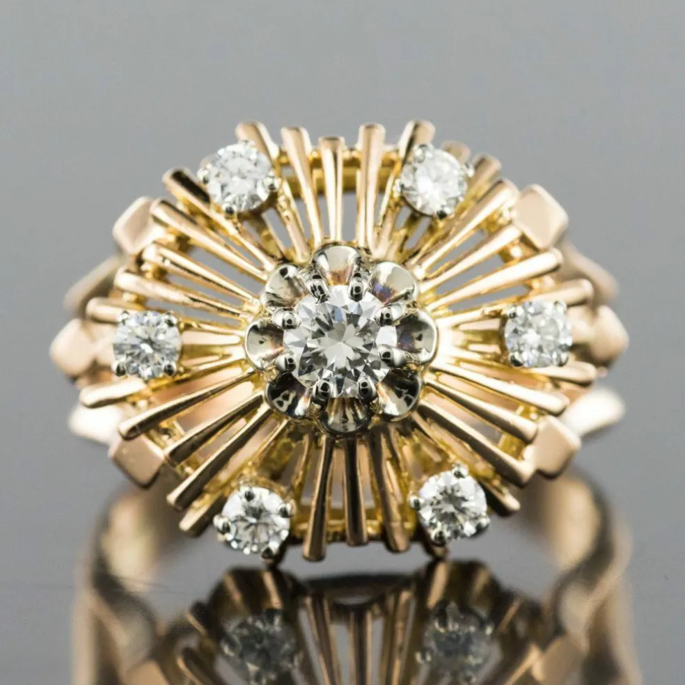 Bague vintage diamants rayonnante