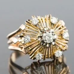 Bague vintage diamants rayonnante