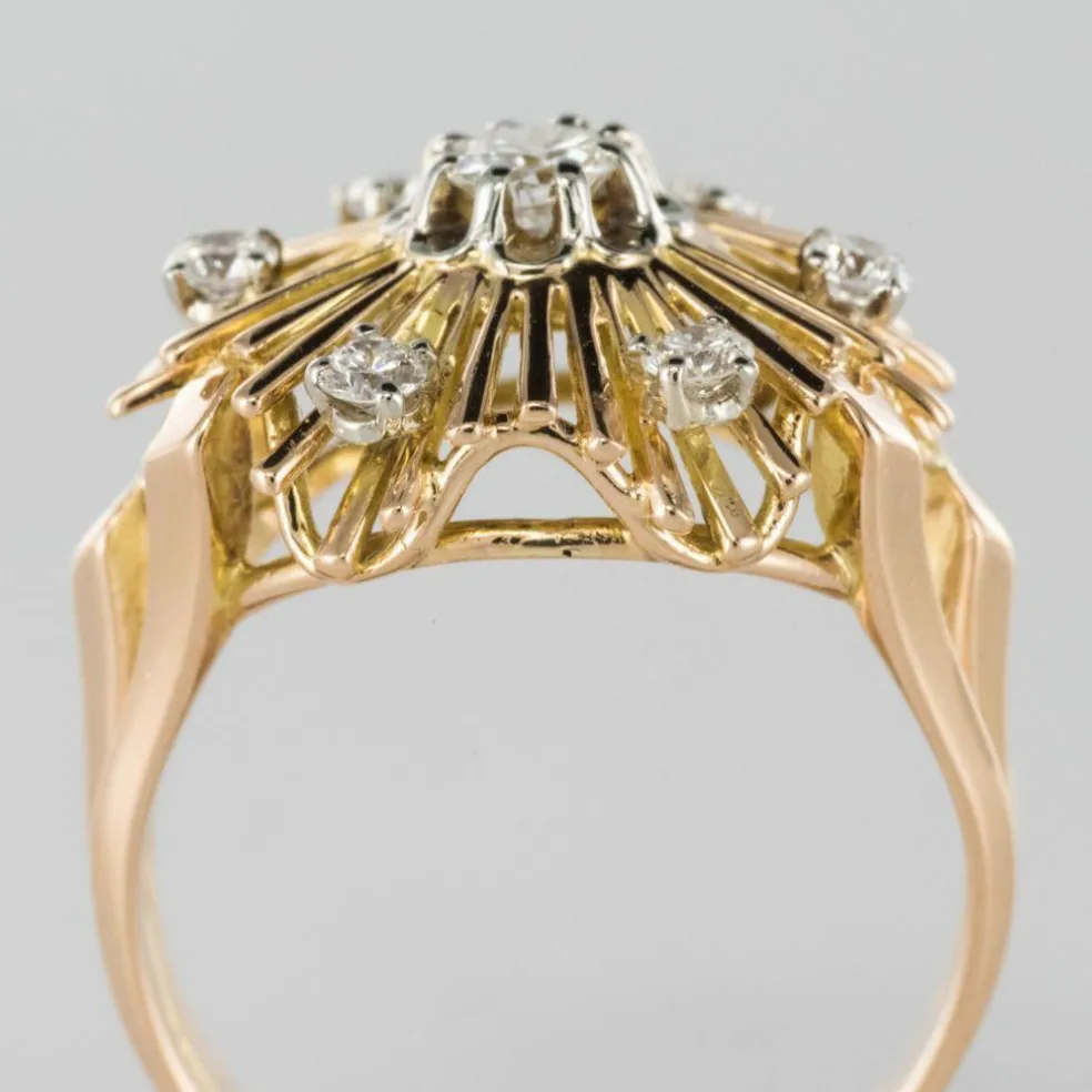 Bague vintage diamants rayonnante