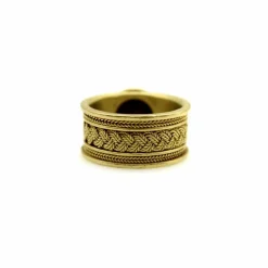 Bague vintage en fil de fer doré 22 carats avec pièce d'aigle en argent antique