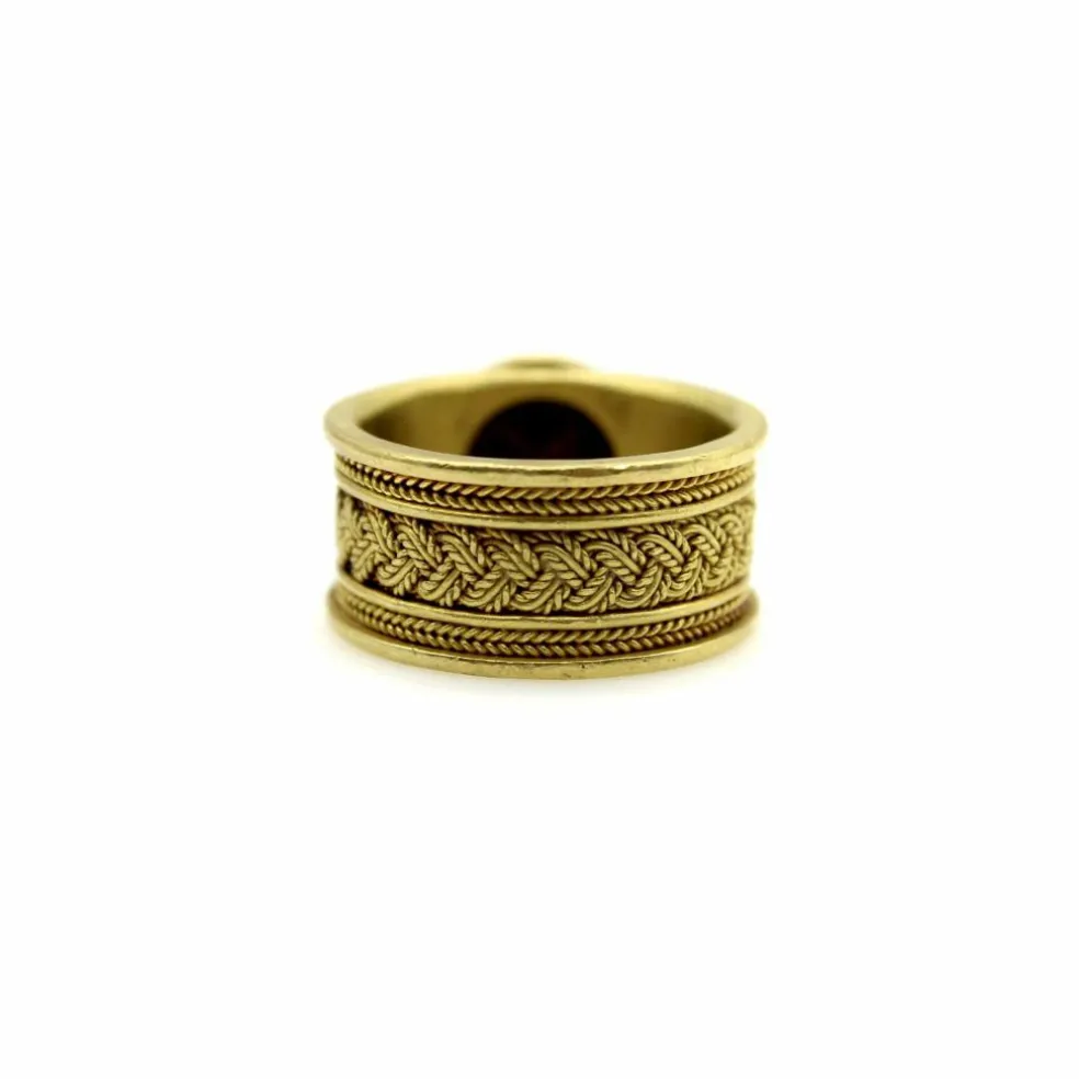 Bague vintage en fil de fer doré 22 carats avec pièce d'aigle en argent antique