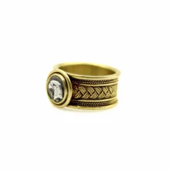 Bague vintage en fil de fer doré 22 carats avec pièce d'aigle en argent antique