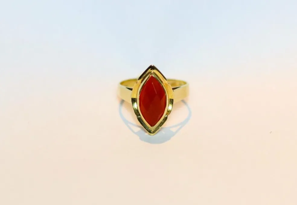 Bague vintage en or 14 carats avec cornaline