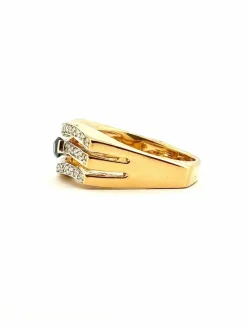 Bague vintage en or 18 carats diamants 8/8 et saphir