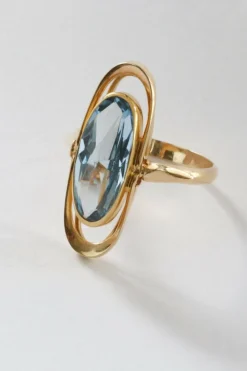Bague vintage en or 14 carats avec spinelle synthétique