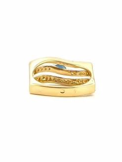 Bague vintage en or 18 carats diamants 8/8 et saphir