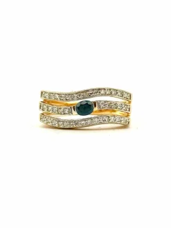 Bague vintage en or 18 carats diamants 8/8 et saphir