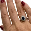 Bague vintage en or blanc, saphir et diamants