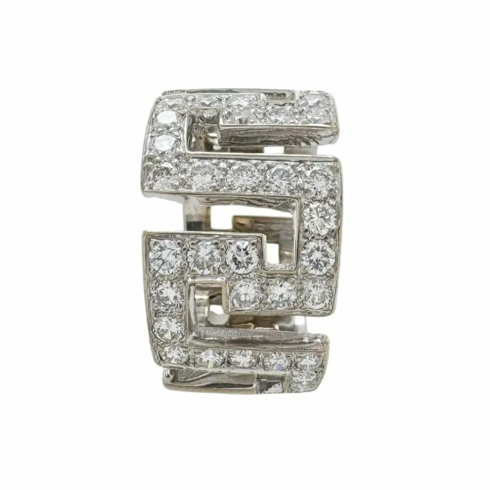 Bague vintage en or blanc et diamants