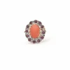 Bague vintage en or et argent avec corail