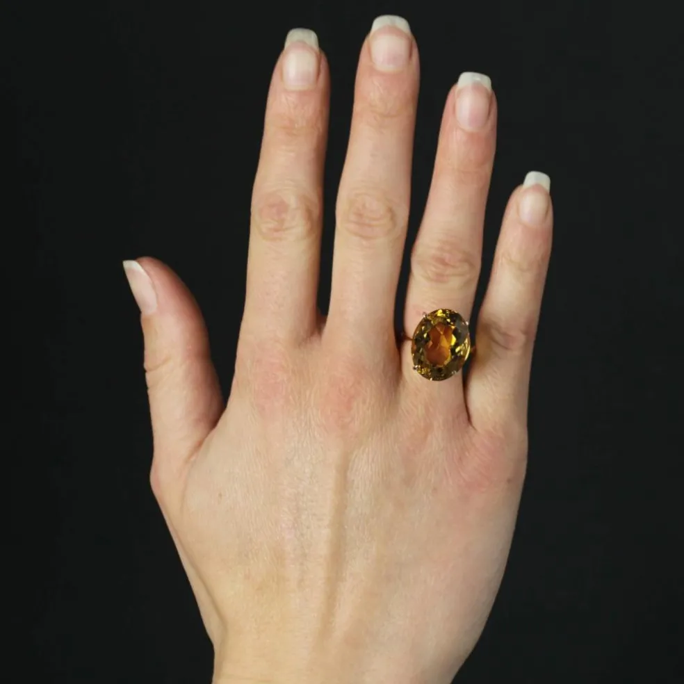 Bague vintage en or et citrine