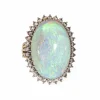 Bague vintage en or jaune 14 carats avec opale et diamant ovale