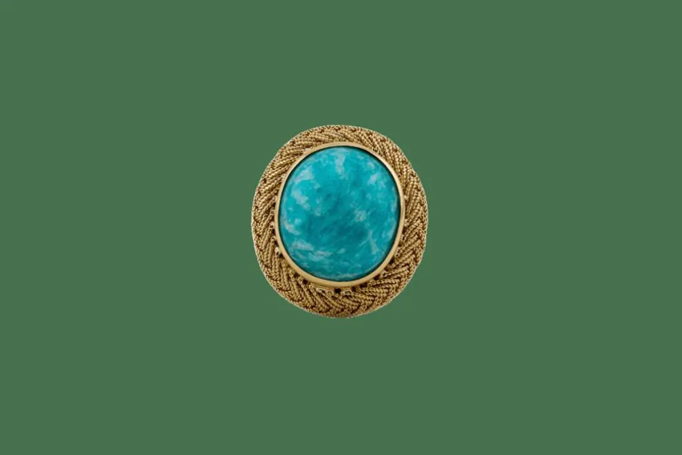Bague vintage en or jaune avec turquoise