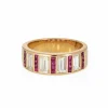 Bague vintage en or jaune avec diamants et rubis 1 carat