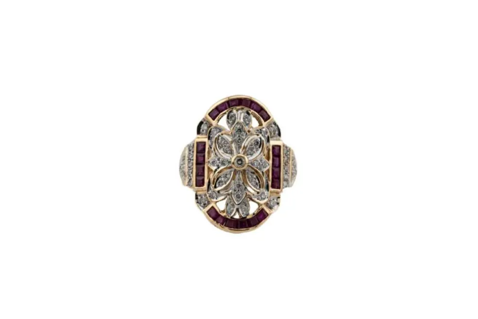 Bague vintage en or jaune avec rubis