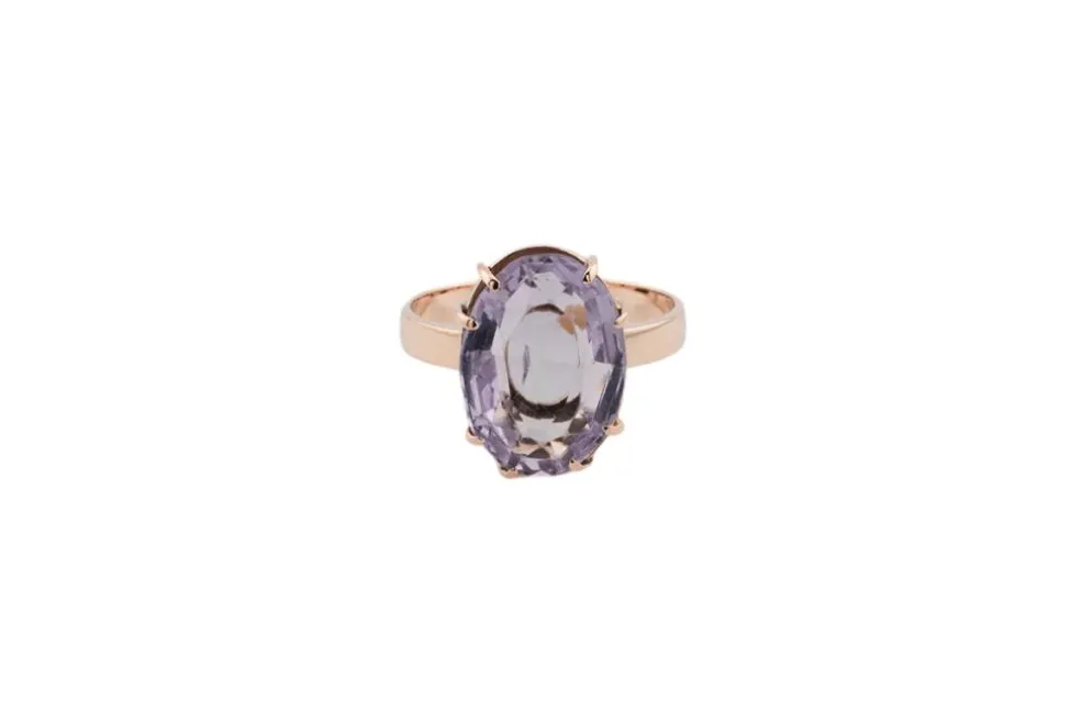 Bague vintage en or jaune avec améthyste pâle