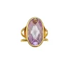 Bague vintage en or jaune 18 sertie d'une belle améthyste ovale