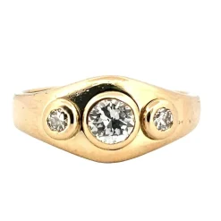 Bague vintage en or jaune et diamants