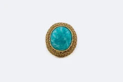 Bague vintage en or jaune avec turquoise
