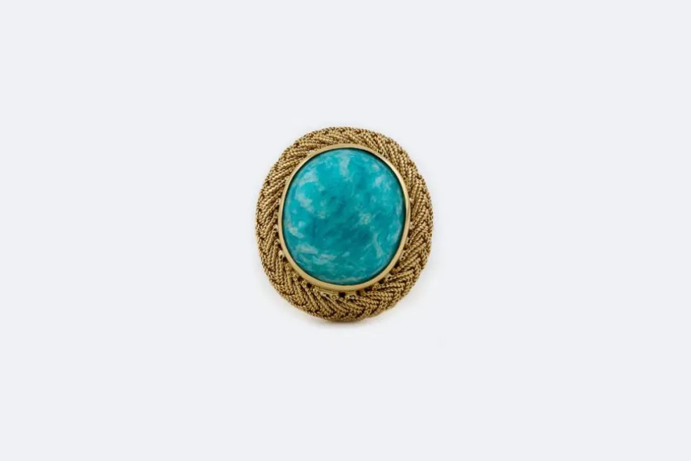 Bague vintage en or jaune avec turquoise