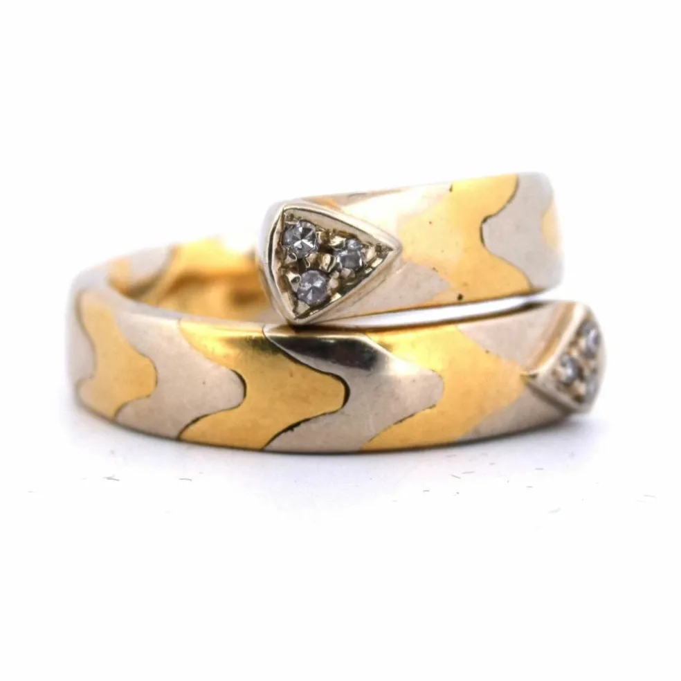 Bague vintage en or jaune et diamants des années 80