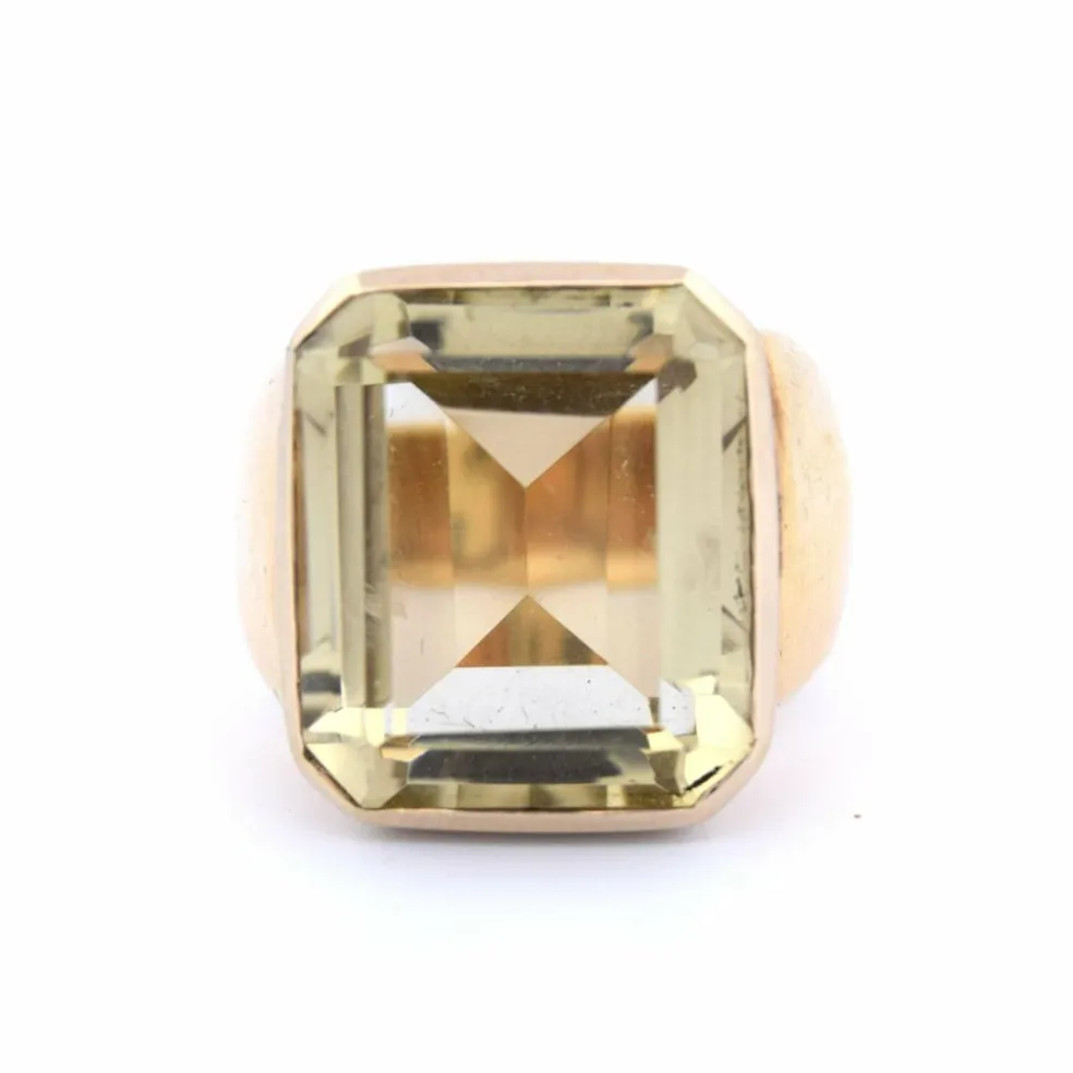 Bague vintage en or jaune et béryl des années 70