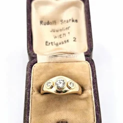 Bague vintage en or jaune et diamants