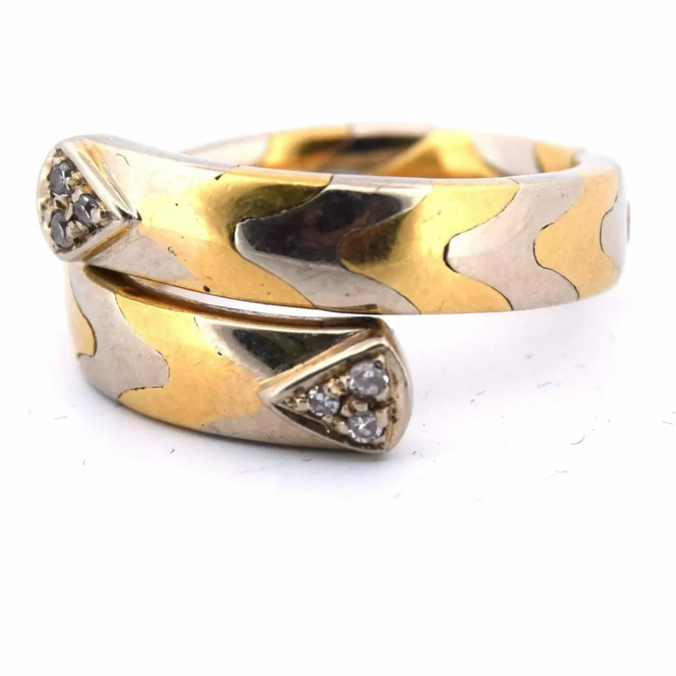 Bague vintage en or jaune et diamants des années 80
