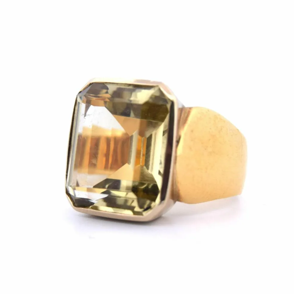 Bague vintage en or jaune et béryl des années 70