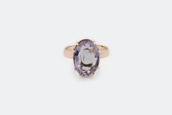 Bague vintage en or jaune avec améthyste pâle
