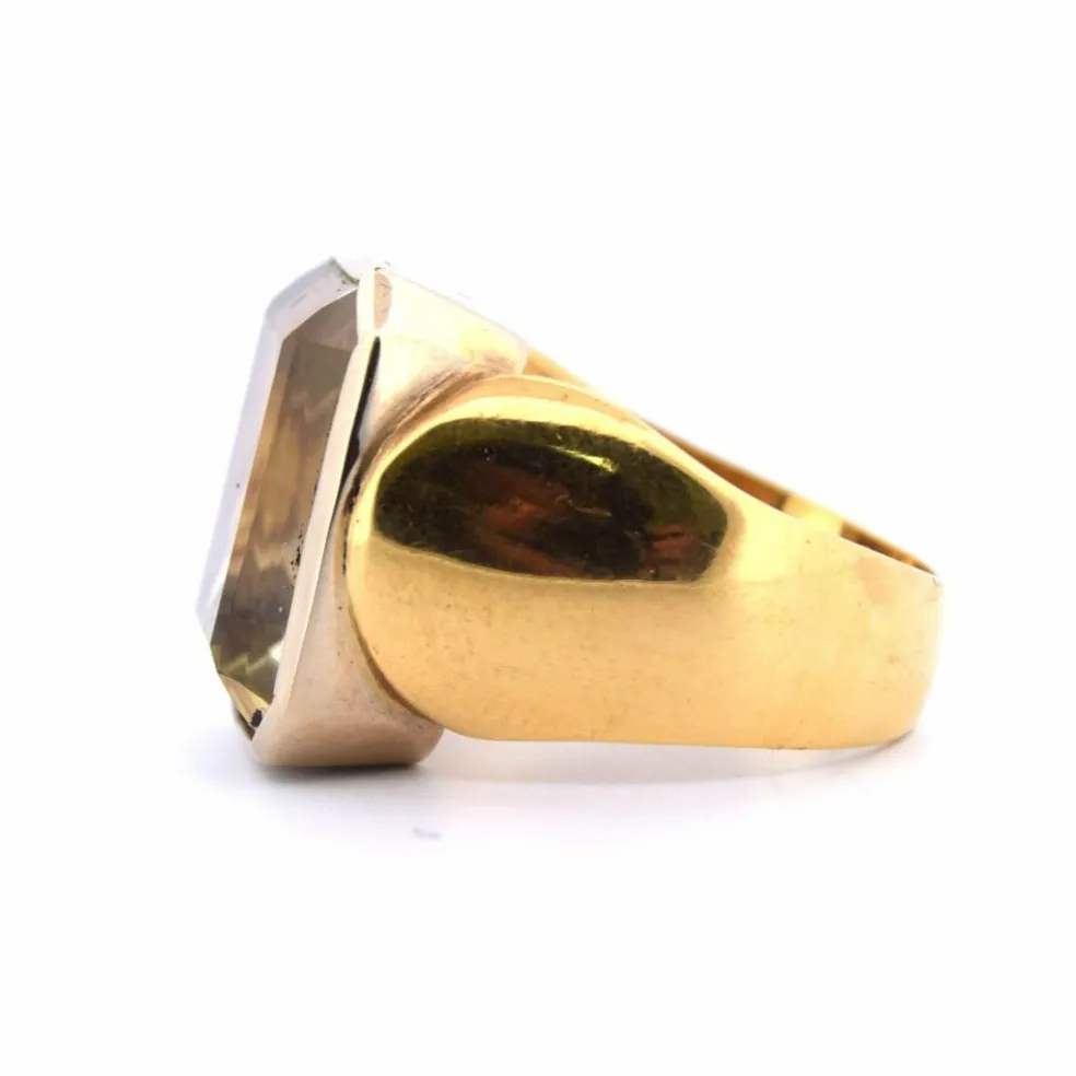 Bague vintage en or jaune et béryl des années 70