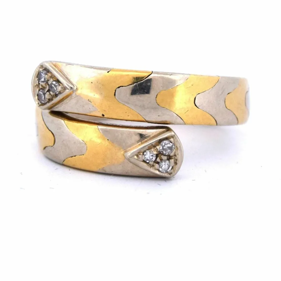 Bague vintage en or jaune et diamants des années 80