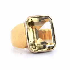 Bague vintage en or jaune et béryl des années 70