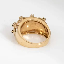 Bague vintage en or jaune, saphir et diamants