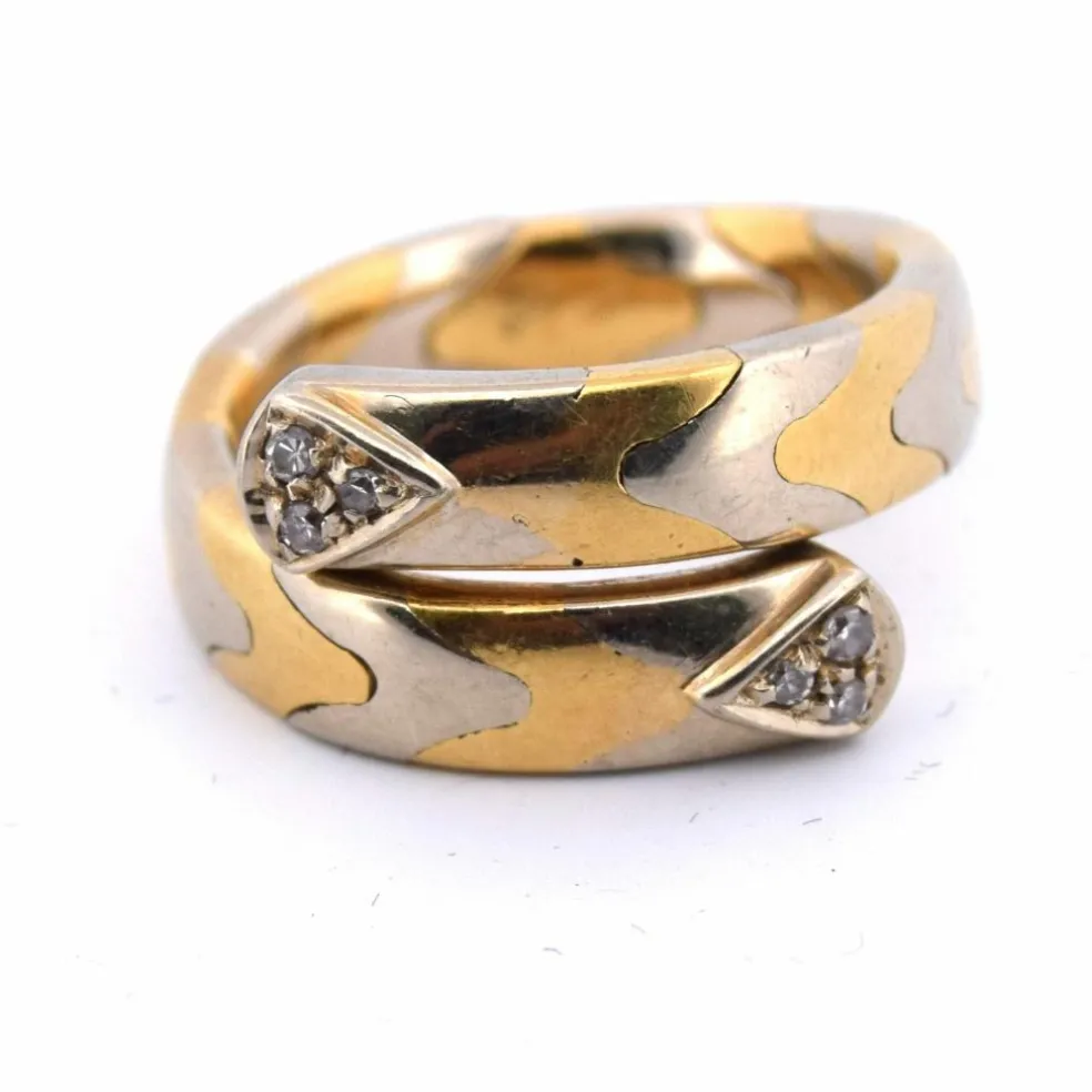 Bague vintage en or jaune et diamants des années 80