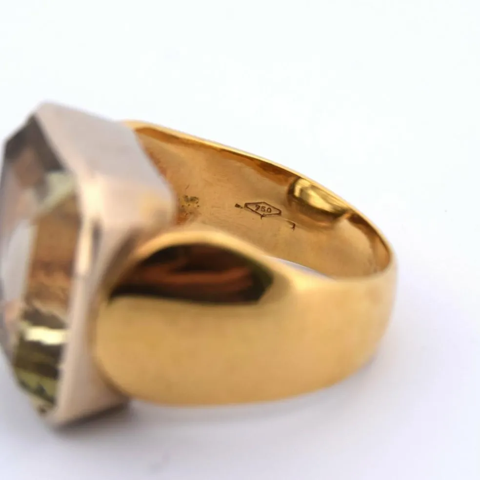 Bague vintage en or jaune et béryl des années 70