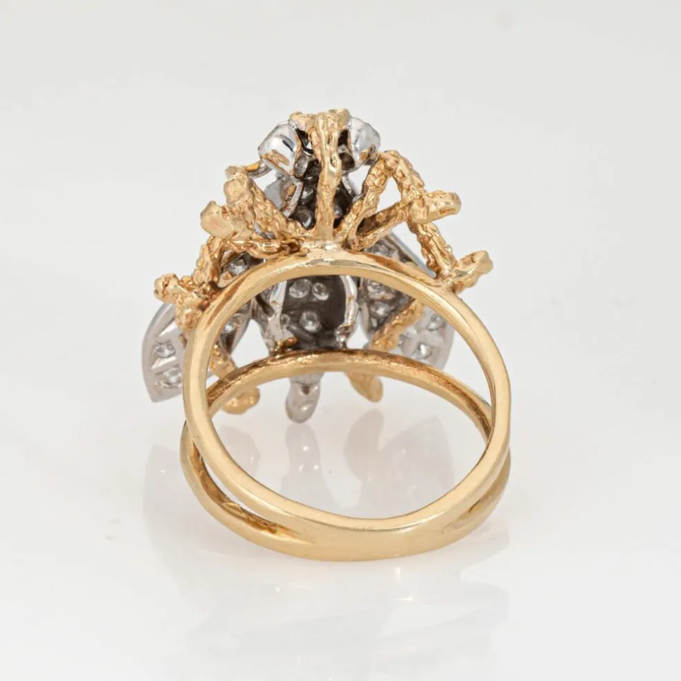 Bague vintage en or jaune et diamants avec abeille