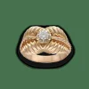 Bague vintage en or rose 18K et platine avec diamant – Vers 1950 – Taille 55
