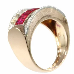 Bague vintage en or, rubis et diamants années 1950