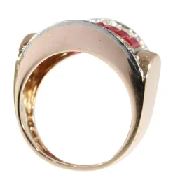 Bague vintage en or, rubis et diamants années 1950