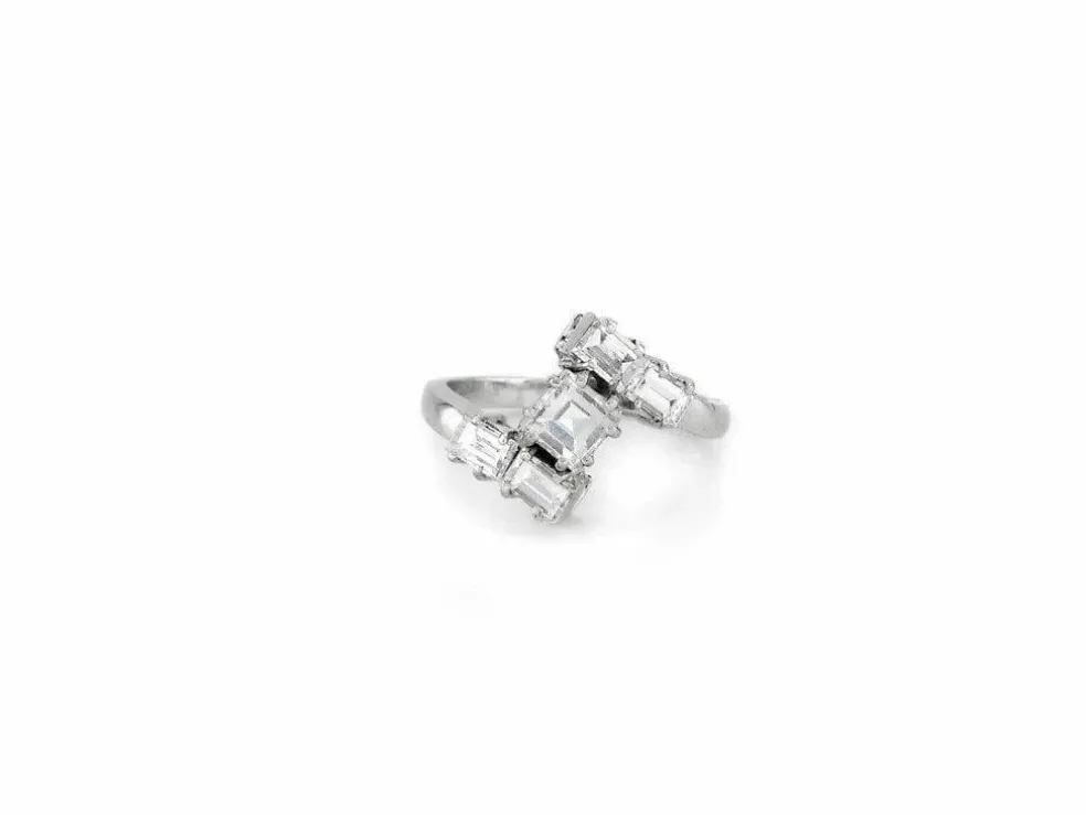 Bague Vintage en platine avec diamants