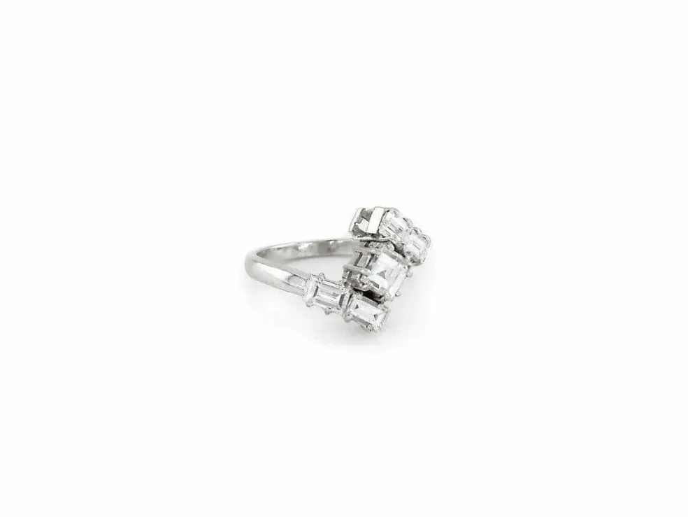 Bague Vintage en platine avec diamants