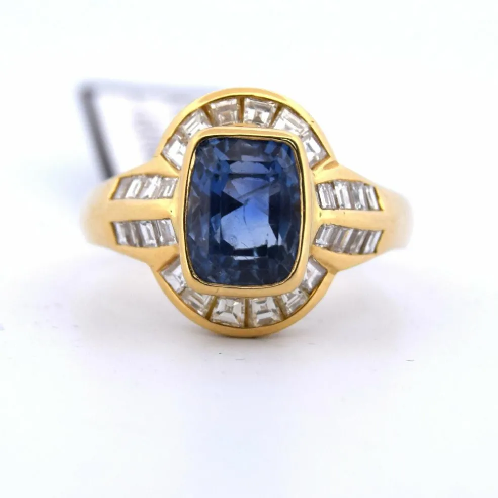 Bague vintage en saphir et diamant