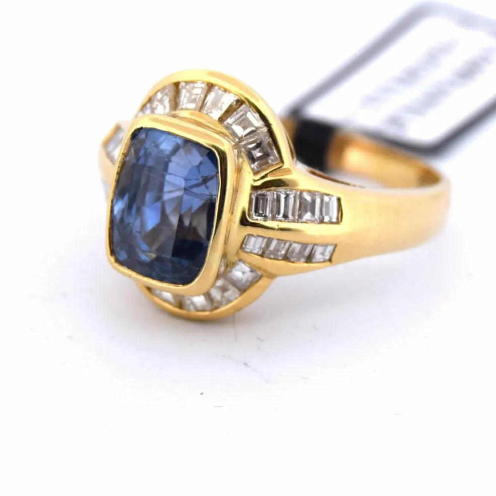 Bague vintage en saphir et diamant