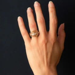 Bague vintage fils d'or rose et diamants